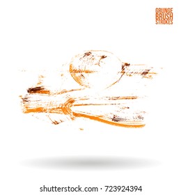 Orange brush stroke and texture. Grunge vector abstract hand - painted element. Underline and border design.