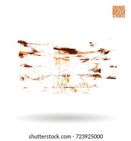 Orange brush stroke and texture. Grunge vector abstract hand - painted element. Underline and border design.