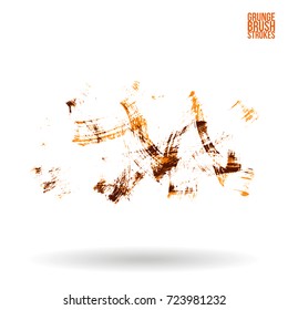 Orange brush stroke and texture. Grunge vector abstract hand - painted element. Underline and border design.