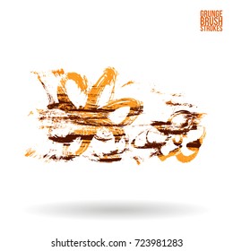 Orange brush stroke and texture. Grunge vector abstract hand - painted element. Underline and border design.