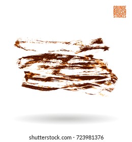 Orange brush stroke and texture. Grunge vector abstract hand - painted element. Underline and border design.
