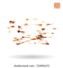Orange brush stroke and texture. Grunge vector abstract hand - painted element. Underline and border design.
