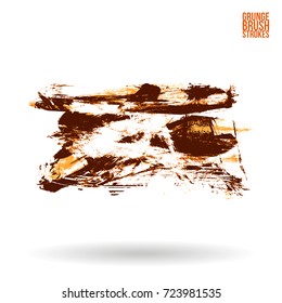 Orange brush stroke and texture. Grunge vector abstract hand - painted element. Underline and border design.
