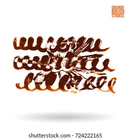 Orange brush stroke and texture. Grunge vector abstract hand - painted element. Underline and border design.