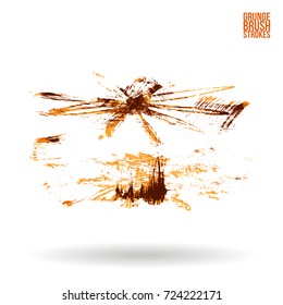 Orange brush stroke and texture. Grunge vector abstract hand - painted element. Underline and border design.
