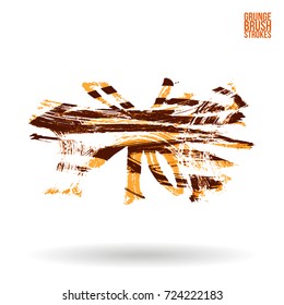 Orange brush stroke and texture. Grunge vector abstract hand - painted element. Underline and border design.