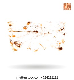 Orange brush stroke and texture. Grunge vector abstract hand - painted element. Underline and border design.