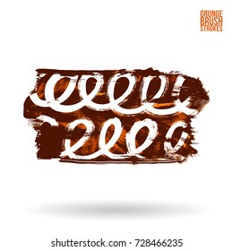 Orange brush stroke and texture. Grunge vector abstract hand - painted element. Underline and border design.