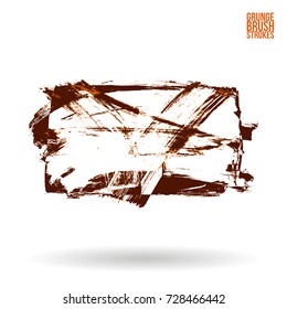Orange brush stroke and texture. Grunge vector abstract hand - painted element. Underline and border design.