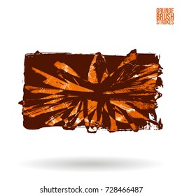 Orange brush stroke and texture. Grunge vector abstract hand - painted element. Underline and border design.