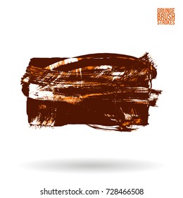 Orange brush stroke and texture. Grunge vector abstract hand - painted element. Underline and border design.