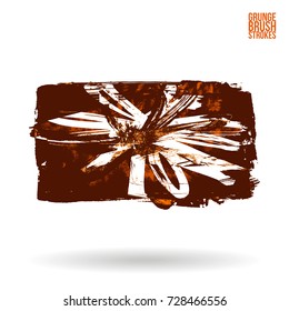 Orange brush stroke and texture. Grunge vector abstract hand - painted element. Underline and border design.