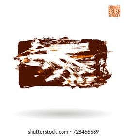 Orange brush stroke and texture. Grunge vector abstract hand - painted element. Underline and border design.
