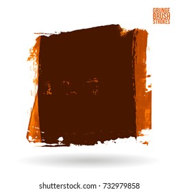 Orange brush stroke and texture. Grunge vector abstract hand - painted element. Underline and border design.