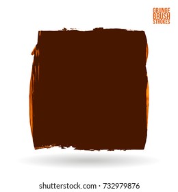 Orange brush stroke and texture. Grunge vector abstract hand - painted element. Underline and border design.