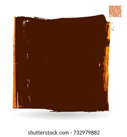 Orange brush stroke and texture. Grunge vector abstract hand - painted element. Underline and border design.