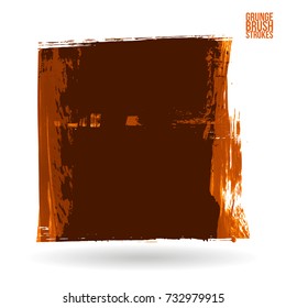 Orange brush stroke and texture. Grunge vector abstract hand - painted element. Underline and border design.