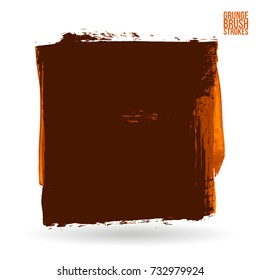 Orange brush stroke and texture. Grunge vector abstract hand - painted element. Underline and border design.