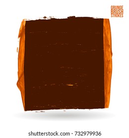Orange brush stroke and texture. Grunge vector abstract hand - painted element. Underline and border design.