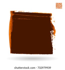 Orange brush stroke and texture. Grunge vector abstract hand - painted element. Underline and border design.