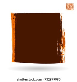 Orange brush stroke and texture. Grunge vector abstract hand - painted element. Underline and border design.