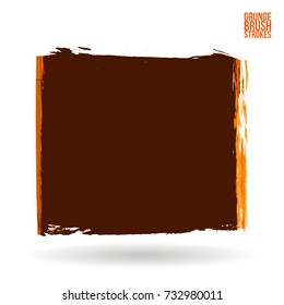 Orange brush stroke and texture. Grunge vector abstract hand - painted element. Underline and border design.