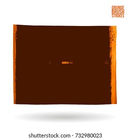 Orange brush stroke and texture. Grunge vector abstract hand - painted element. Underline and border design.