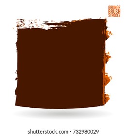 Orange brush stroke and texture. Grunge vector abstract hand - painted element. Underline and border design.