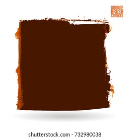 Orange brush stroke and texture. Grunge vector abstract hand - painted element. Underline and border design.