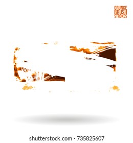 Orange brush stroke and texture. Grunge vector abstract hand - painted element. Underline and border design.
