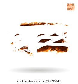 Orange brush stroke and texture. Grunge vector abstract hand - painted element. Underline and border design.