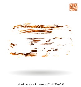 Orange brush stroke and texture. Grunge vector abstract hand - painted element. Underline and border design.