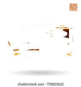 Orange brush stroke and texture. Grunge vector abstract hand - painted element. Underline and border design.