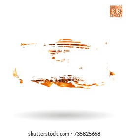 Orange brush stroke and texture. Grunge vector abstract hand - painted element. Underline and border design.