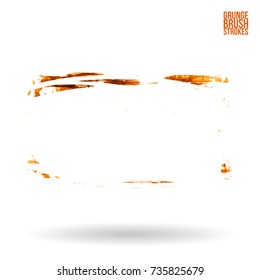 Orange brush stroke and texture. Grunge vector abstract hand - painted element. Underline and border design.