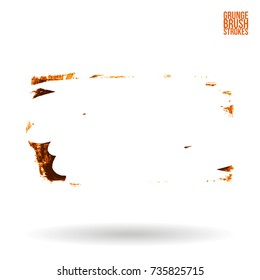 Orange brush stroke and texture. Grunge vector abstract hand - painted element. Underline and border design.