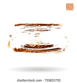 Orange brush stroke and texture. Grunge vector abstract hand - painted element. Underline and border design.