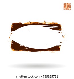 Orange brush stroke and texture. Grunge vector abstract hand - painted element. Underline and border design.