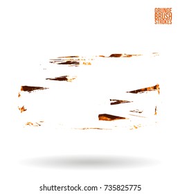 Orange brush stroke and texture. Grunge vector abstract hand - painted element. Underline and border design.