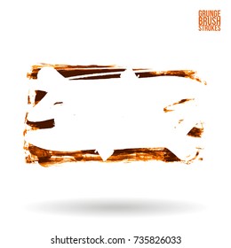 Orange brush stroke and texture. Grunge vector abstract hand - painted element. Underline and border design.