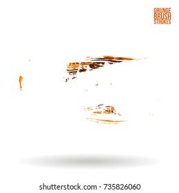 Orange brush stroke and texture. Grunge vector abstract hand - painted element. Underline and border design.
