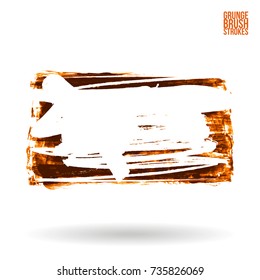 Orange brush stroke and texture. Grunge vector abstract hand - painted element. Underline and border design.