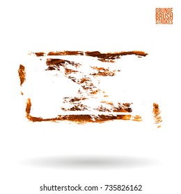 Orange brush stroke and texture. Grunge vector abstract hand - painted element. Underline and border design.