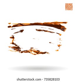 Orange brush stroke and texture. Grunge vector abstract hand - painted element. Underline and border design.