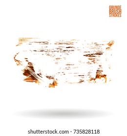 Orange brush stroke and texture. Grunge vector abstract hand - painted element. Underline and border design.