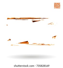 Orange brush stroke and texture. Grunge vector abstract hand - painted element. Underline and border design.