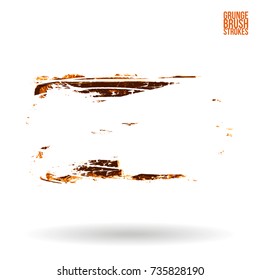 Orange brush stroke and texture. Grunge vector abstract hand - painted element. Underline and border design.