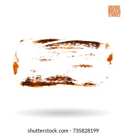 Orange brush stroke and texture. Grunge vector abstract hand - painted element. Underline and border design.