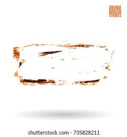 Orange brush stroke and texture. Grunge vector abstract hand - painted element. Underline and border design.