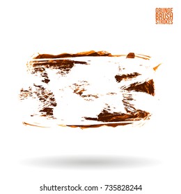Orange brush stroke and texture. Grunge vector abstract hand - painted element. Underline and border design.